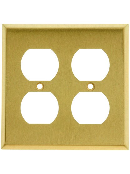 Classic Double Duplex Cover Plate In Satin Brass.